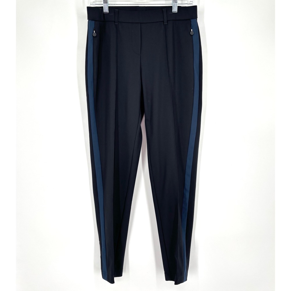 Raffaello Rossi SADA STRIPE Trousers Sz US 8 Black‎ Blue Stripe Slim Fit